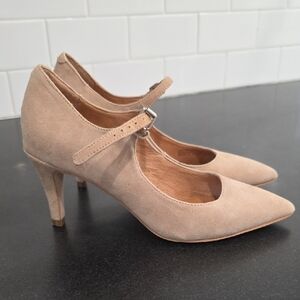 Corso Como Beige Suede Mary Jane Heels